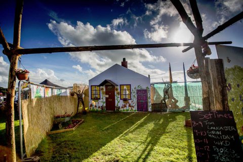 Cottage stage at Solfest August bank holiday Music festival lake district cumbria